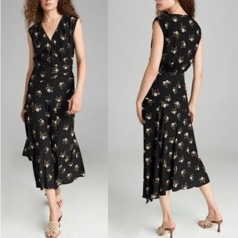 Veronica Beard Wixson Black Floral Dress Sz 8 - Picture 5 of 13
